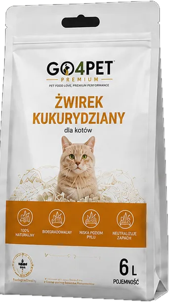 Żwirek kukurydziany GO4PET Premium, opakowanie