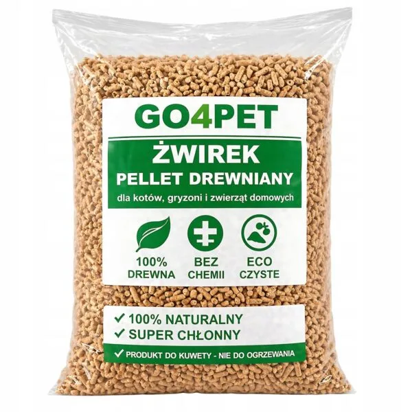 Żwirek drewniany GO4PET 15 kg - worek Worek żwirku drewnianego GO4PET 15 kg